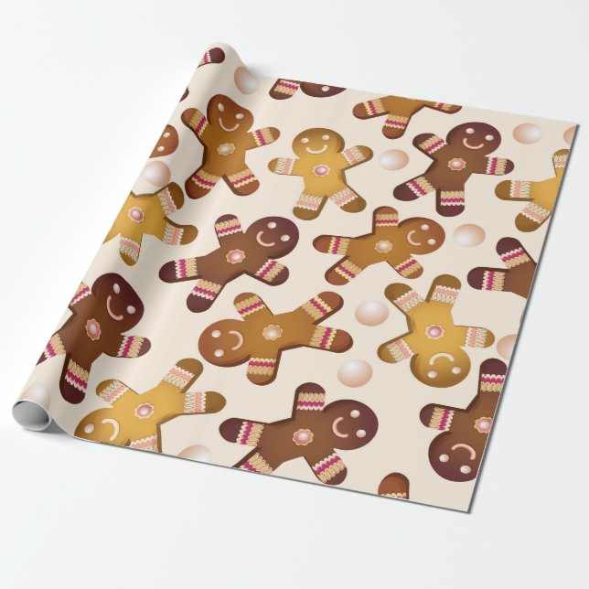 Papier Cadeau Bonhommes en pain d'épice (Déroulé)