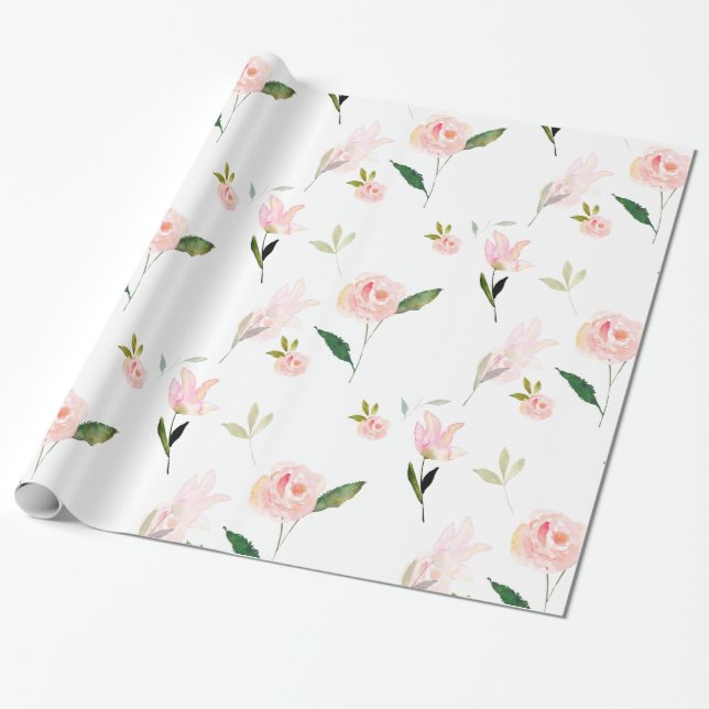Papier Cadeau Bonjour belle aquarelle florale (Déroulé)