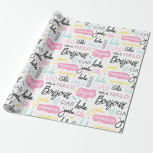 PAPIER CADEAU BONJOUR DANS DE NOMBREUSES LANGUES