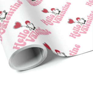 Papier Cadeau Bonjour Gnome de la Saint-Valentin avec ballon en 