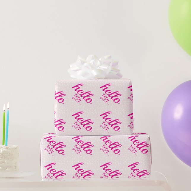 Papier Cadeau Bonjour mignonne fille de bébé rose ou personnalis (Cadeaux de fête)