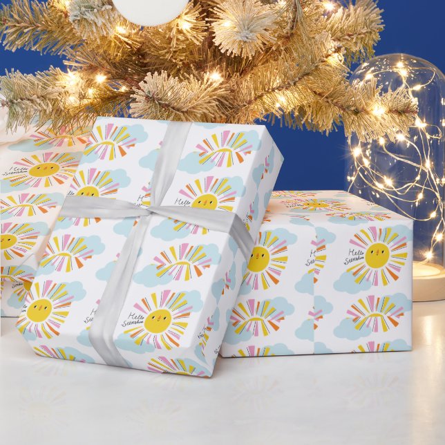 Papier Cadeau Bonjour Sunshine Girl Baby shower papier enveloppa (Vacances)