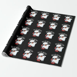 Papier Cadeau Bonjour-ween Drôle de Fantôme Pun Fond Sombre