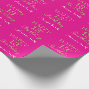 Papier Cadeau Bonne 13e Parties scintillant d'or et rose chaud