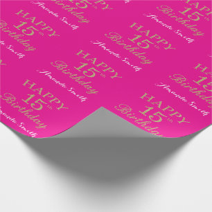 Papier Cadeau Bonne 15e Parties scintillant d'or et rose chaud