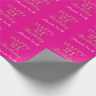 Papier Cadeau Bonne 21e Parties scintillant d'or et rose chaud