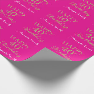 Papier Cadeau Bonne 40e anniversaire Parties scintillant or et r