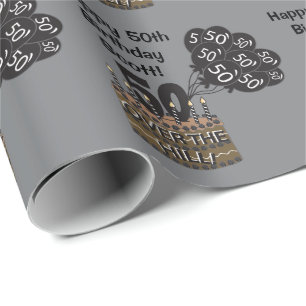 Papier Cadeau Bonne 50e personnalisation Anniversaire
