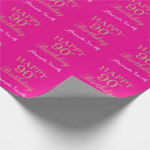 Papier Cadeau Bonne 90e anniversaire Parties scintillant or et r