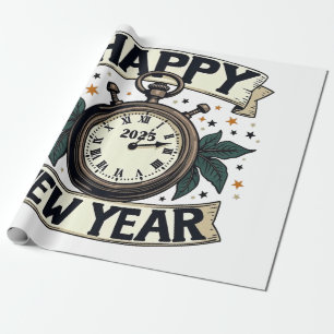 Papier Cadeau Bonne année 2025 Fête du Nouvel An