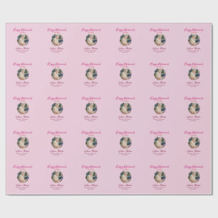 Papier Cadeau Bonne année de retraite nom cercle photo retraité