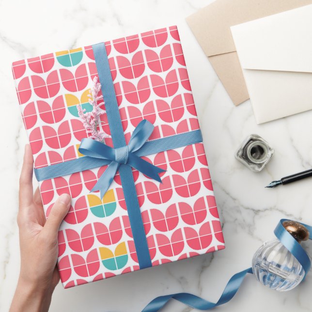 Papier Cadeau Bonne année Florale Géométrique (Cadeaux)