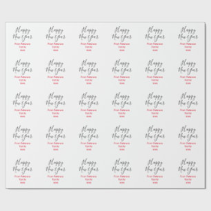 Papier Cadeau Bonne année rouge gra ajouter nom de famille année