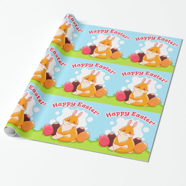 Papier Cadeau Bonne Chasse aux oeufs de Pâques (Déroulé)