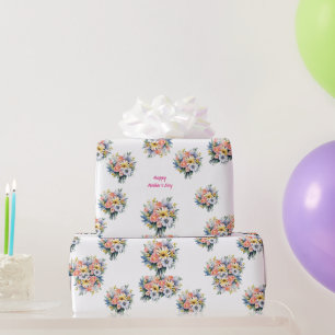 Papier Cadeau Bonne fête des mères Bouquet floral