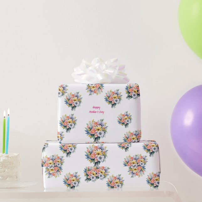 Papier Cadeau Bonne fête des mères Bouquet floral (Cadeaux de fête)
