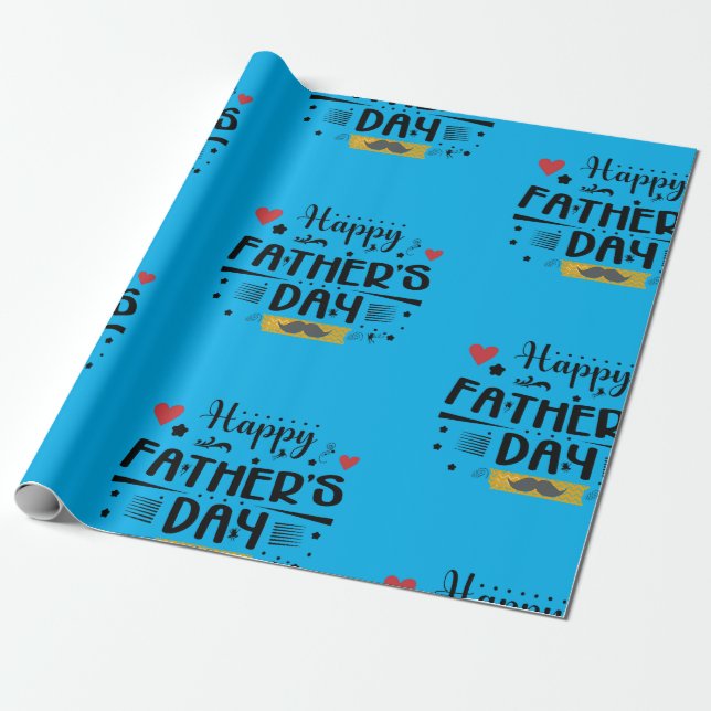 Papier Cadeau Bonne Fête des pères Leaping Grenouilles Coeurs Mo (Déroulé)