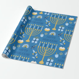 Papier Cadeau Bonne Hanoukka Blue Star de David Menorah