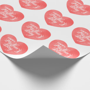 Papier Cadeau Bonne journée de mère dans le coeur rose, maman am