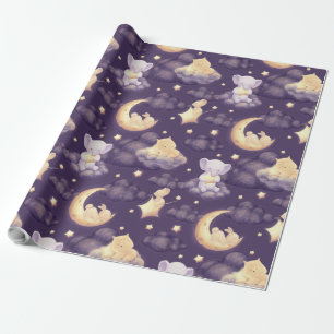 Papier Cadeau Bonne Nuit Avec Bébé Bébé Mignonne Sleepy Animal