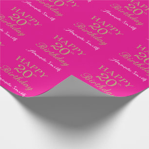Papier Cadeau Bonne Parties scintillant d'or du 20e anniversaire