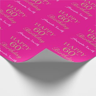 Papier Cadeau Bonne Parties scintillant d'or du 60e anniversaire