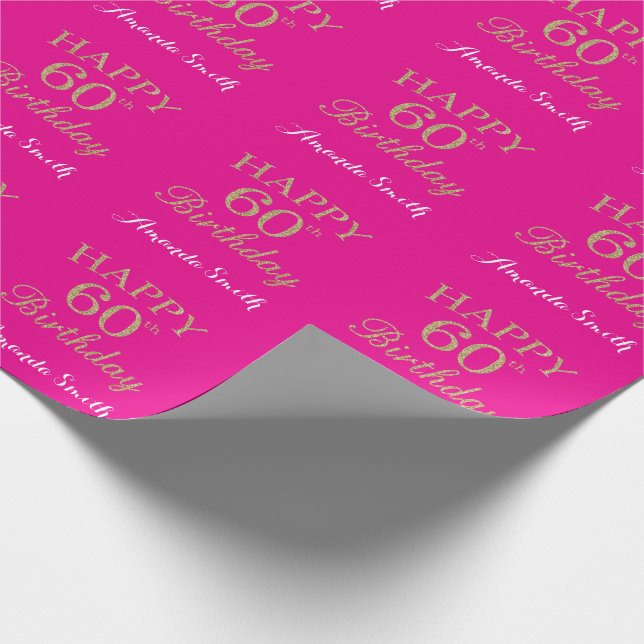 Papier Cadeau Bonne Parties scintillant d'or du 60e anniversaire (Coin)