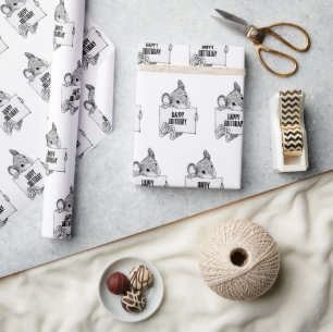 Papier Cadeau Bonne souris d'anniversaire