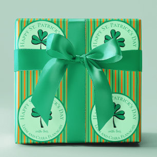 Papier Cadeau Bonne St Patrick's Day Green and Orange Kids