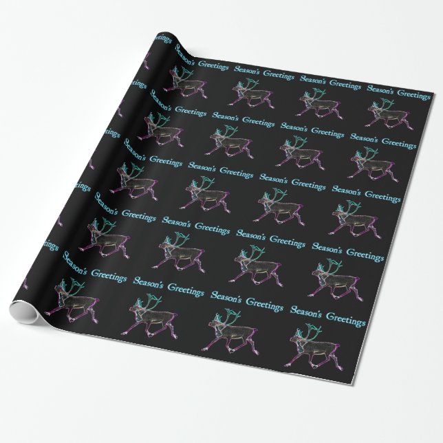 Papier Cadeau Bonnes Fêtes - Caribou électrique (Déroulé)