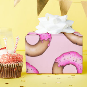 Papier Cadeau Bons beignets congelés rose avec Motif d'arrosage