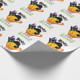Papier Cadeau Boo Black Cat, Scary Pumkin Coffee Halloween
