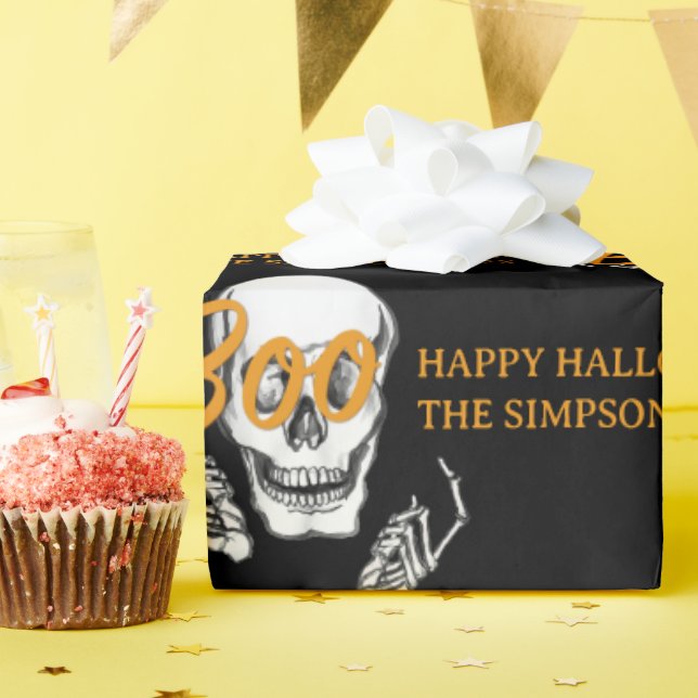Papier Cadeau Boo Happy Halloween Funny Skull party (Fête d'anniversaire)
