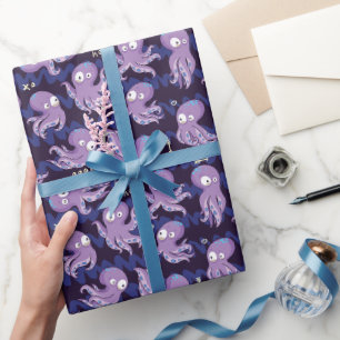 Papier Cadeau Boo Octopus mignon Violet Enfants Vêtements & Déco