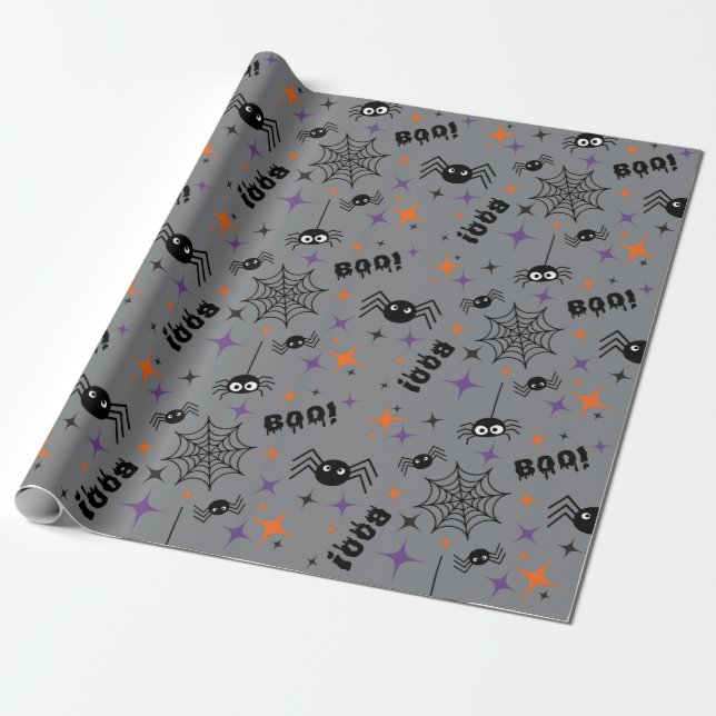 Papier Cadeau Boo ! Papier à enveloppement Éffrayant Spider Cobw (Déroulé)