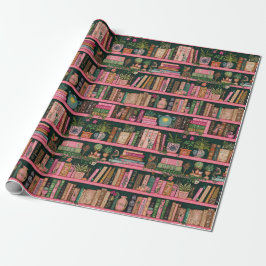 Papier Cadeau Books Decors Plants on Pink Shelf Gift