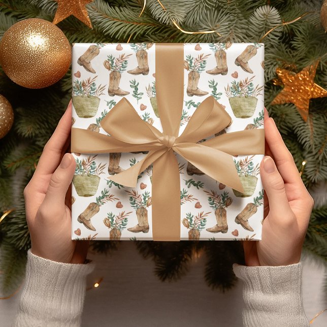 Papier Cadeau Boot Boot Western Cowboy Noël (Créateur téléchargé)