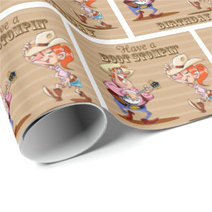 Papier Cadeau Boot Stompin' Anniversaire Western Cowboy