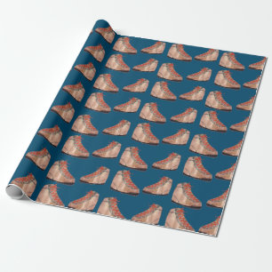 Papier Cadeau Boots randonnées sur arrière - plan bleu