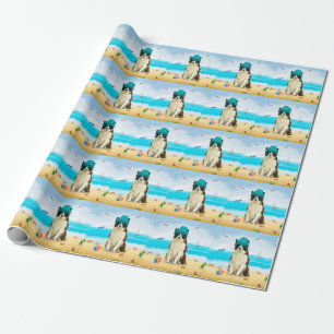 Papier Cadeau Bordure Collie Dog sur la plage