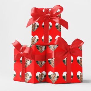 Papier Cadeau Bordure du coeur rouge avec photo