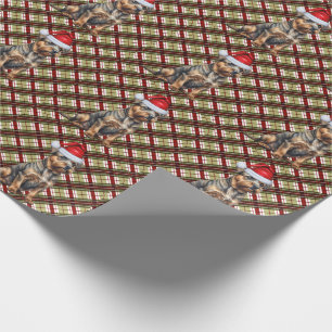 Papier Cadeau Bordure Terrier avec Noël rouge et vert