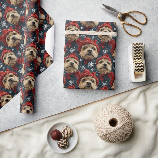Papier Cadeau Bordure Terrier Noël (Artisanat)