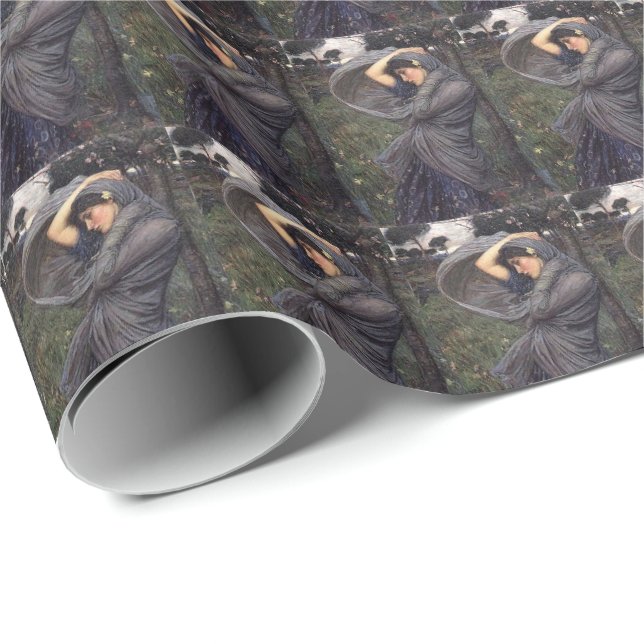 PAPIER CADEAU BOREAS JOHN WILLIAM WATERHOUSE ART WRAPPER PAPIER (Coin rond)