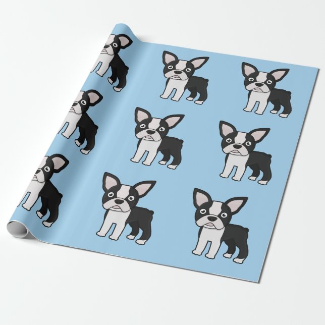 Papier Cadeau Boston mignon Terrier (Déroulé)