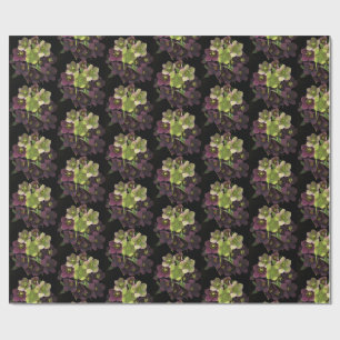 Papier cadeau botanique aux fleurs d'Hellébore