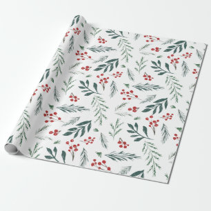 Papier Cadeau Botanique d'hiver Vacances Élégantes