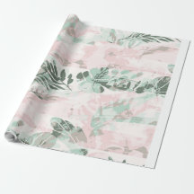 Papier Cadeau Botanique Feuille Tropicale Pastel