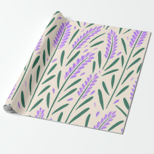 Papier Cadeau Botanique lavande violette dessinée à la main de m