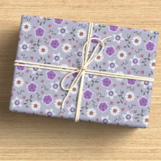Papier Cadeau Botanique violet Fleur sauvage moderne